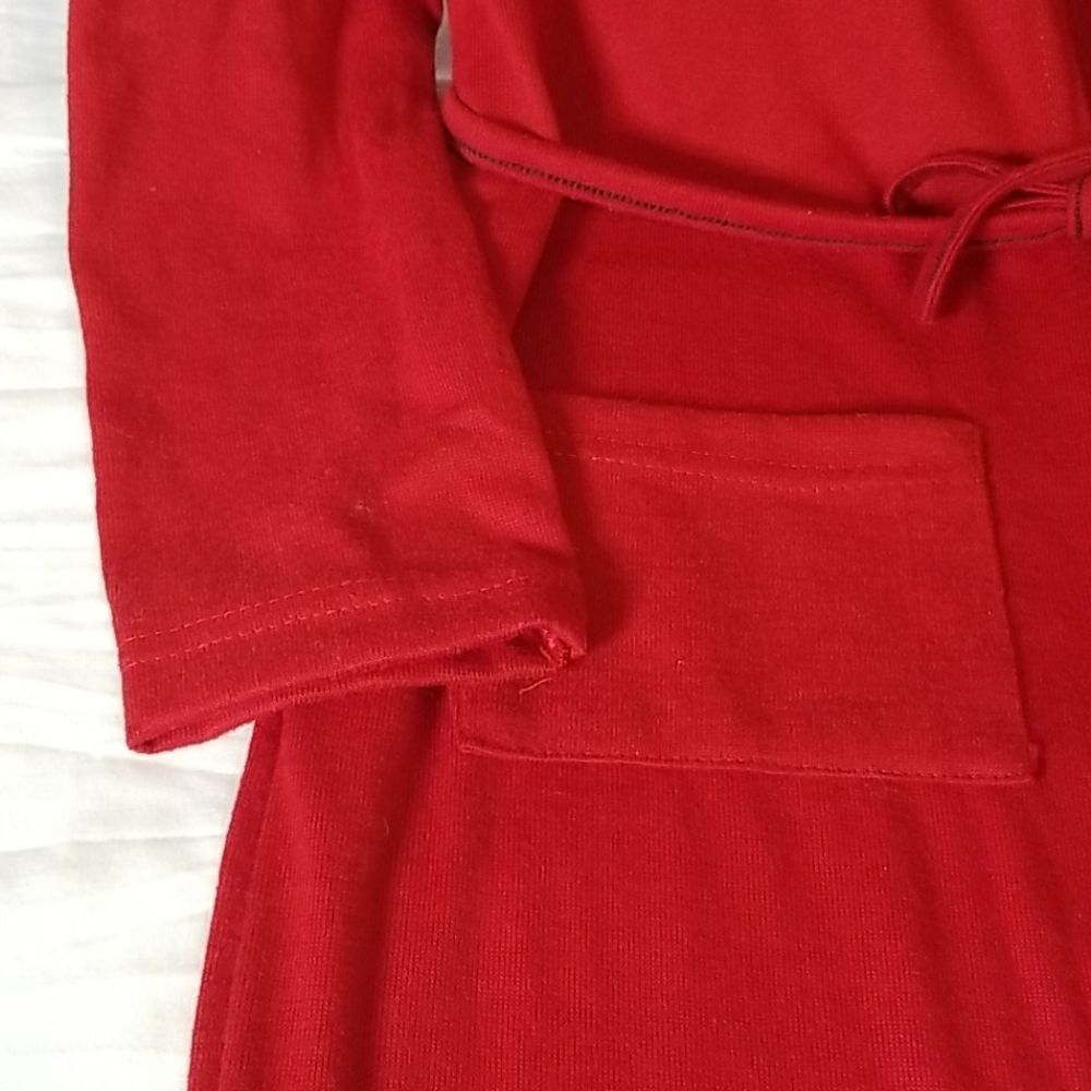 Deep‎ Red Double Pocket Bathrobe - Picture 2 of 7